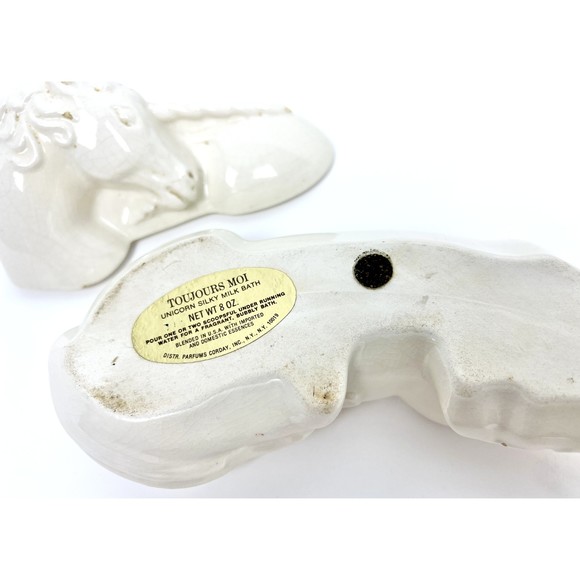 Fantasy Toujours Moi White Unicorn Silk Milk Bath Lidded Vintage Dish - Picture 4 of 5